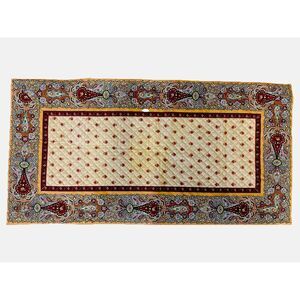 Marat Avignon Made In France Quilted Table Runner Yellow & Red Paisley 39” x 20”